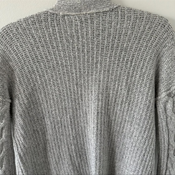 Abercrombie & Fitch Open Cardigan Sweater Gray Cable Knit Pockets Vintage Y2K 90 - Picture 7 of 8